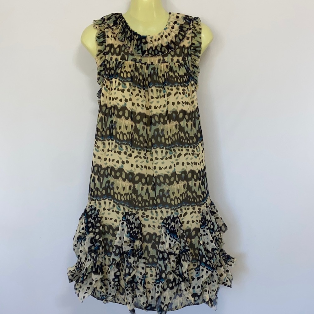 Ulla Johnson Green and Cream Patterned Miri Dress Size Small Nwot~